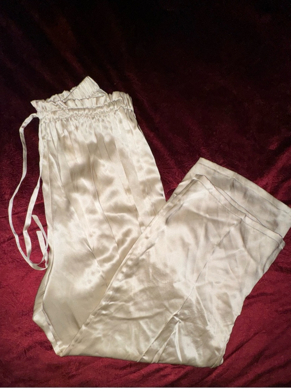 Victoria's Secret 100% Pajama Pants NWT Champagne Satin Lounge Size S